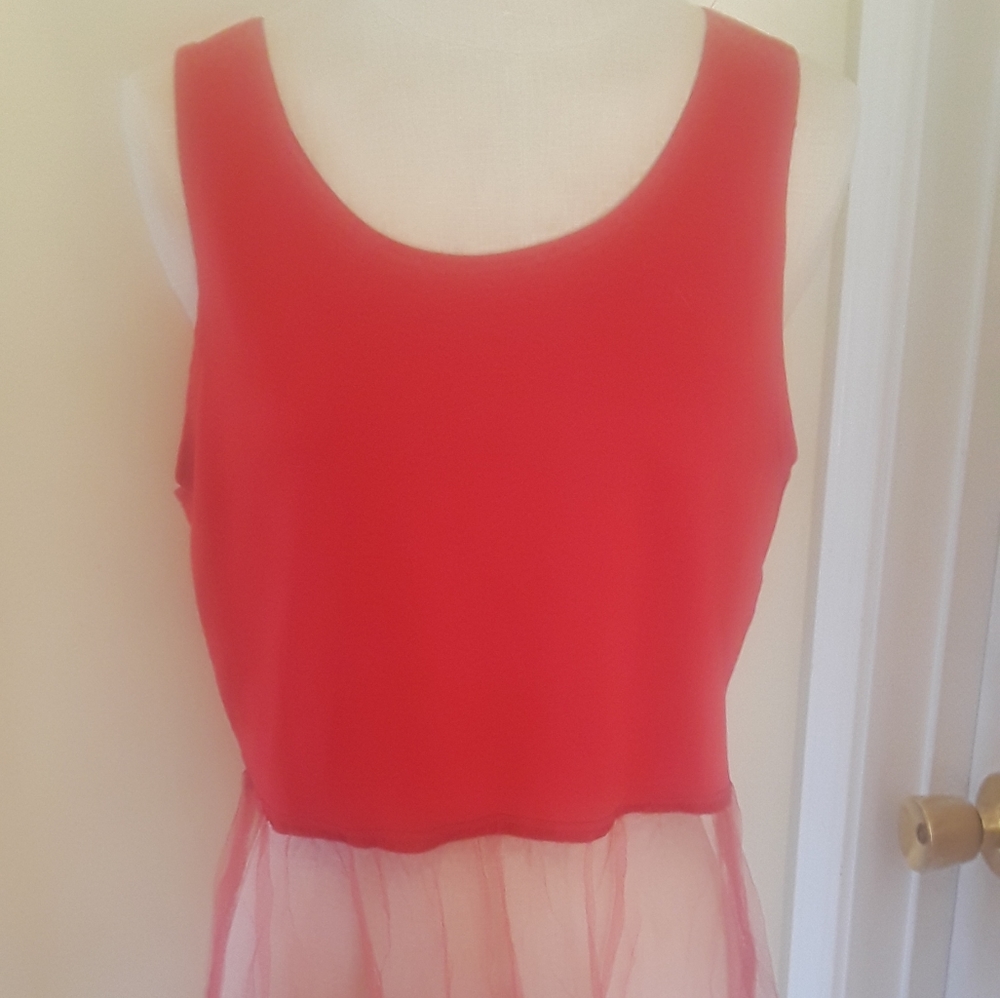 Red crop top with see through bottom